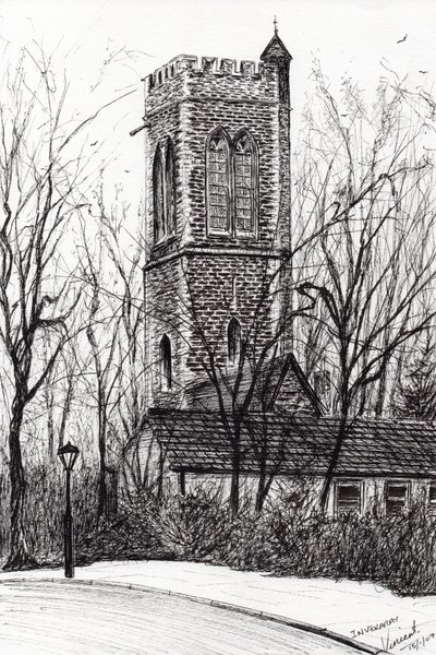 Inveraray Skotland, 2007, (blæk på papir) af Vincent Alexander Booth